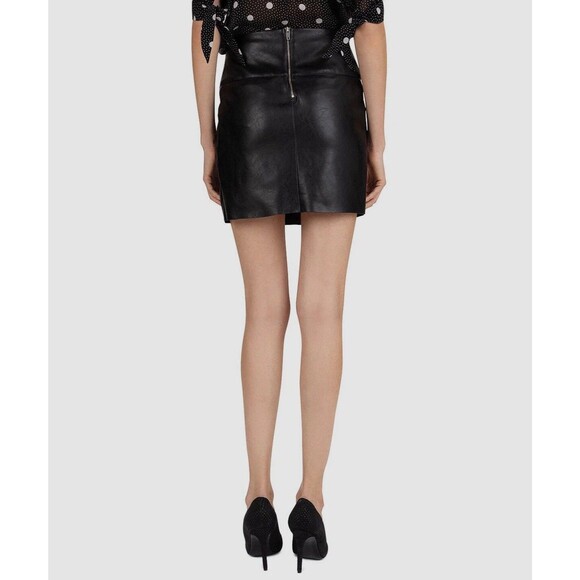 The Kooples Women's Black Ruffled High Faux Leather Mini Short Skirt Size 1 - Picture 2 of 11